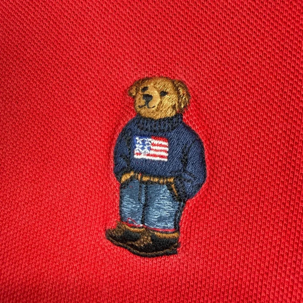 Polo Ralph Lauren Polo Shirt Men XL Red Polo Bear Embroidered USA Short Sleeve